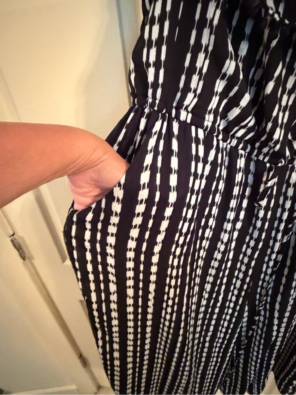 Roz& Ali Black and White Striped one piece pantsuit
